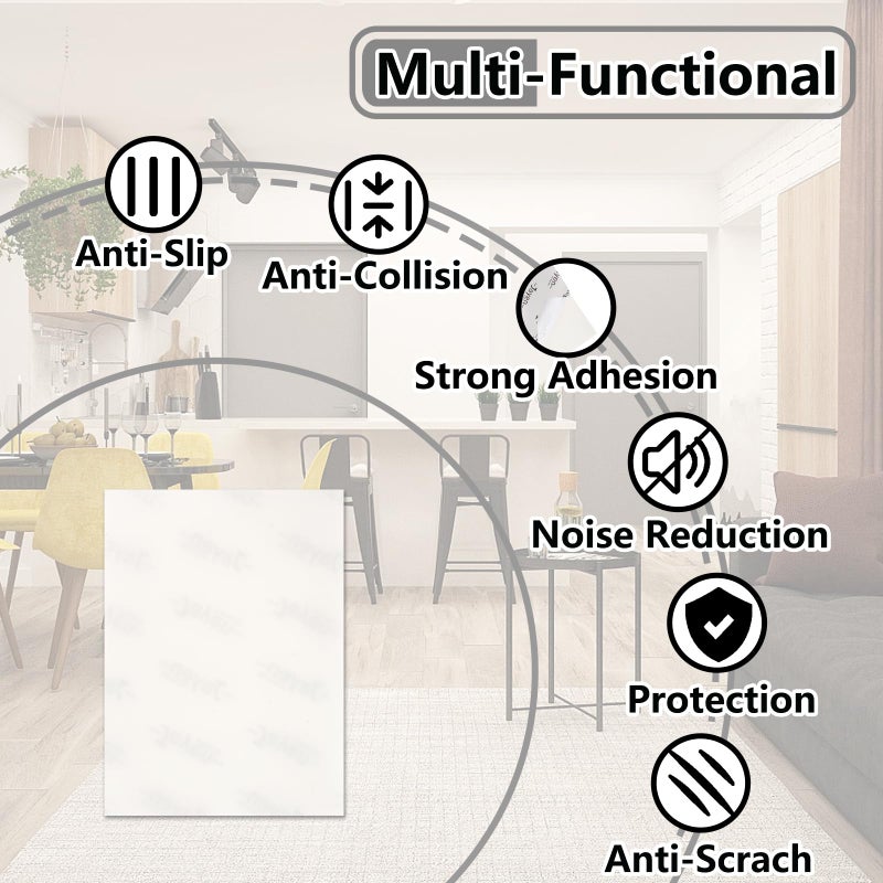 Jayen 132 Pcs Non Slip Self-Adhesive Silicone Cuttable Furniture Pads, Anti-Sliding Anti-Scratch Rubber Floor Protectors for Any Furniture and Appliances - Translucent (Matte) - Image 3